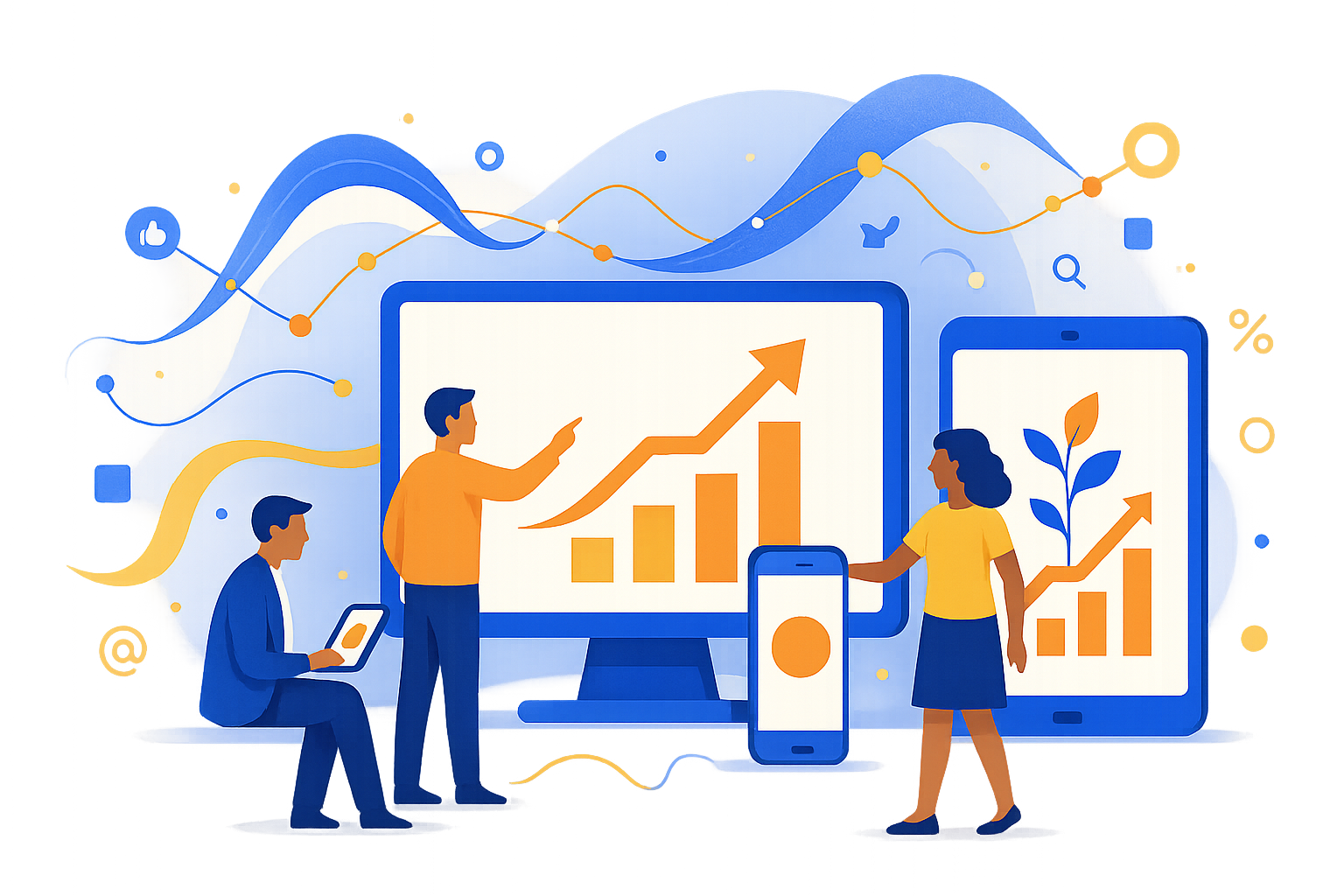 Illustration of digital marketing concepts